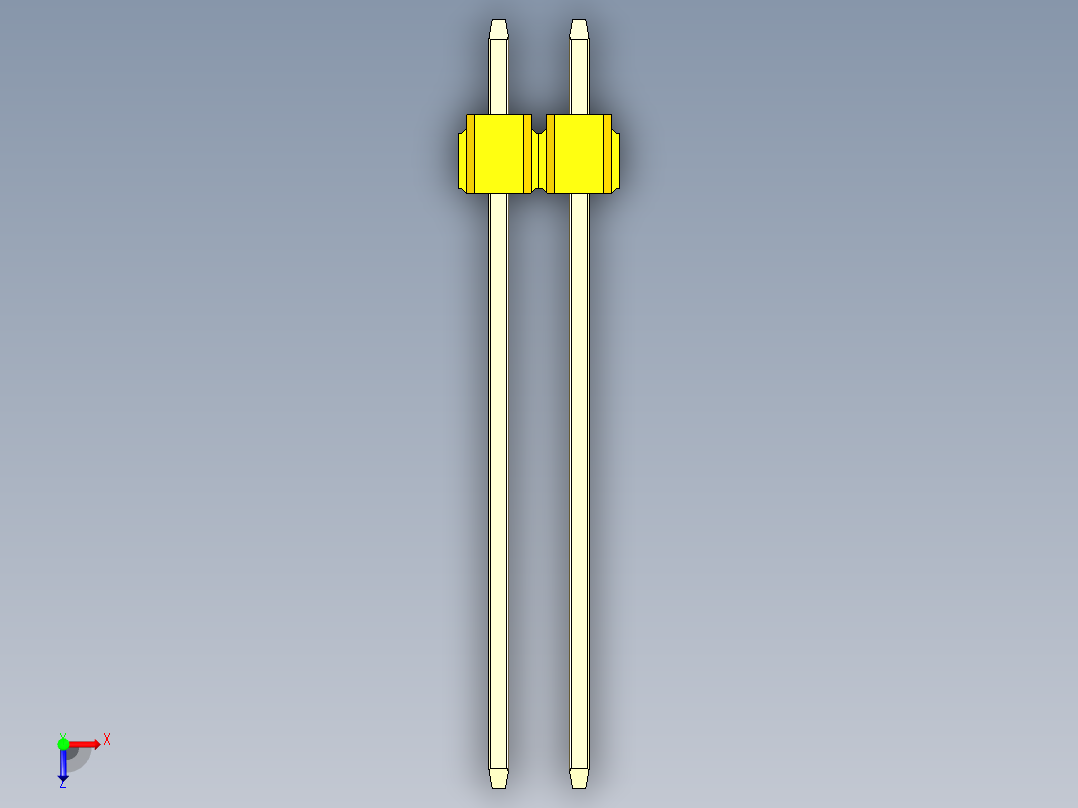 彩色公头100mil（2.54mm）系列-DS1021_yellow_2x02p_100mil_Type19_rev1.0俯视图