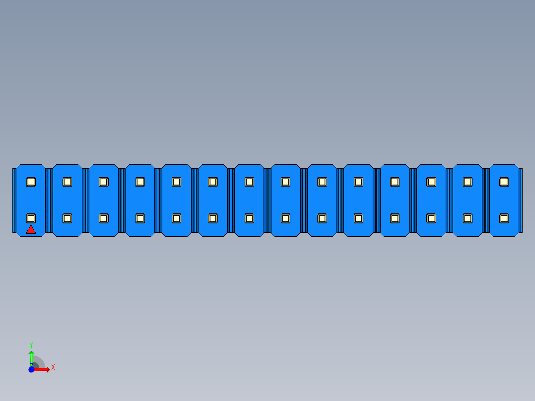 彩色公头100mil（2.54mm）系列-DS1021_blue_2x14p_100mil_Type19_rev1.0前视图