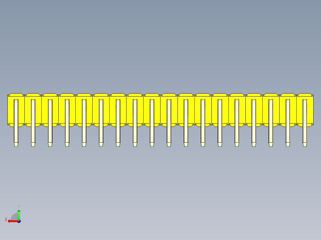 彩色公排针 100mil 2.54mm 系列-DS1022_yellow_2x18p_100mil_TypeD_rev1.0后视图