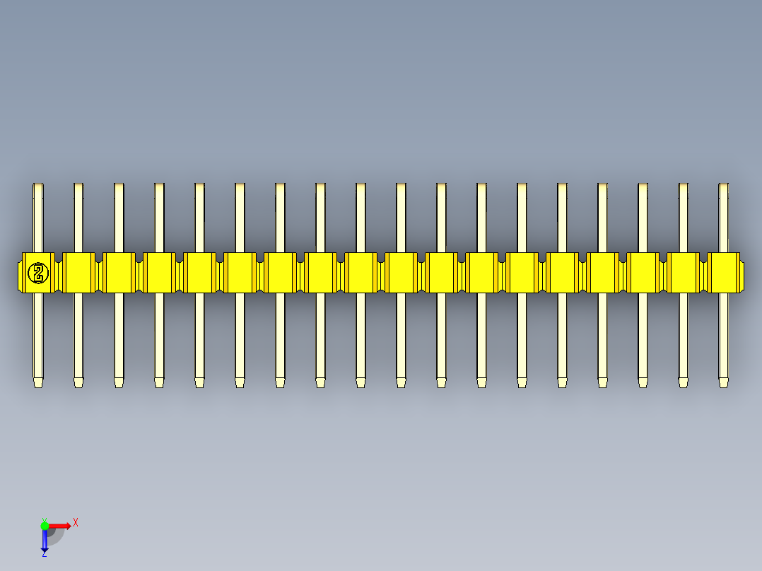 彩色公排针 100mil 2.54mm 系列-DS1022_yellow_2x18p_100mil_TypeD_rev1.0俯视图