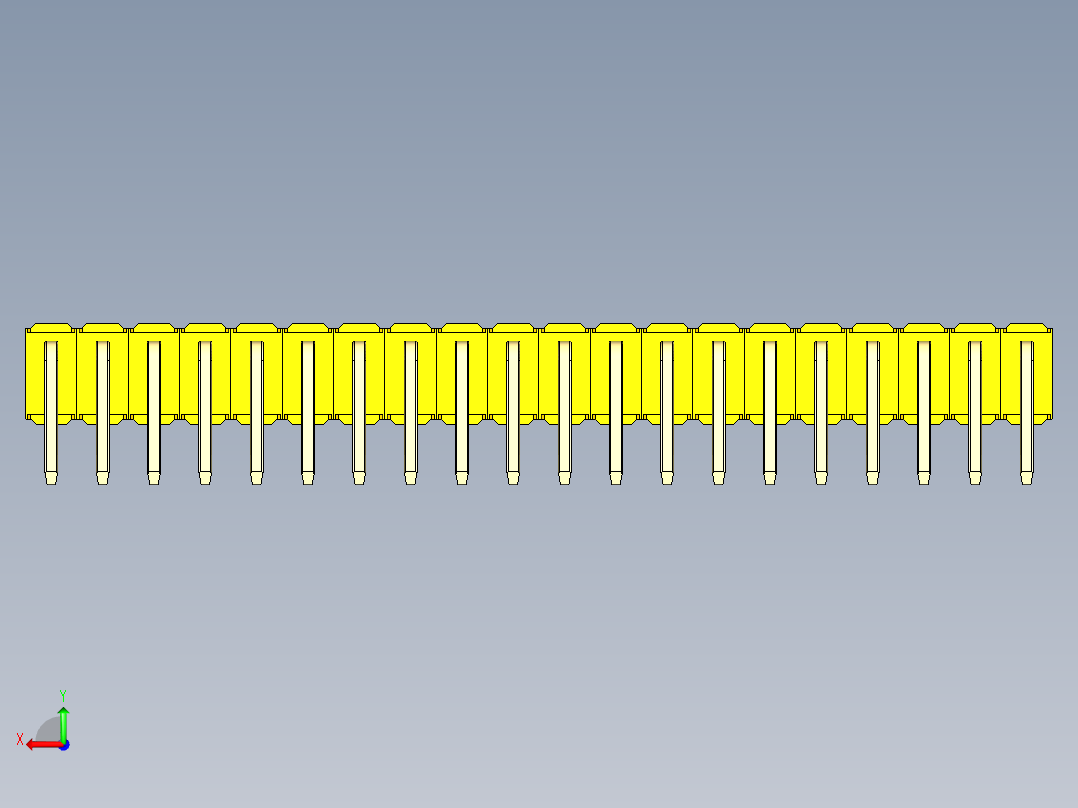 彩色公排针 100mil 2.54mm 系列-DS1022_yellow_2x20p_100mil_TypeD_rev1.0后视图