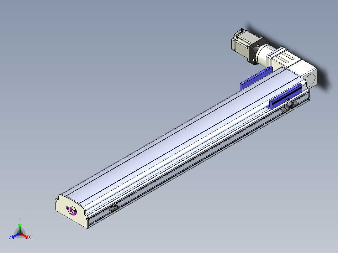 同步带滑台-半封闭B17-L100-S900-L-P75-D3-N3正等轴测图
