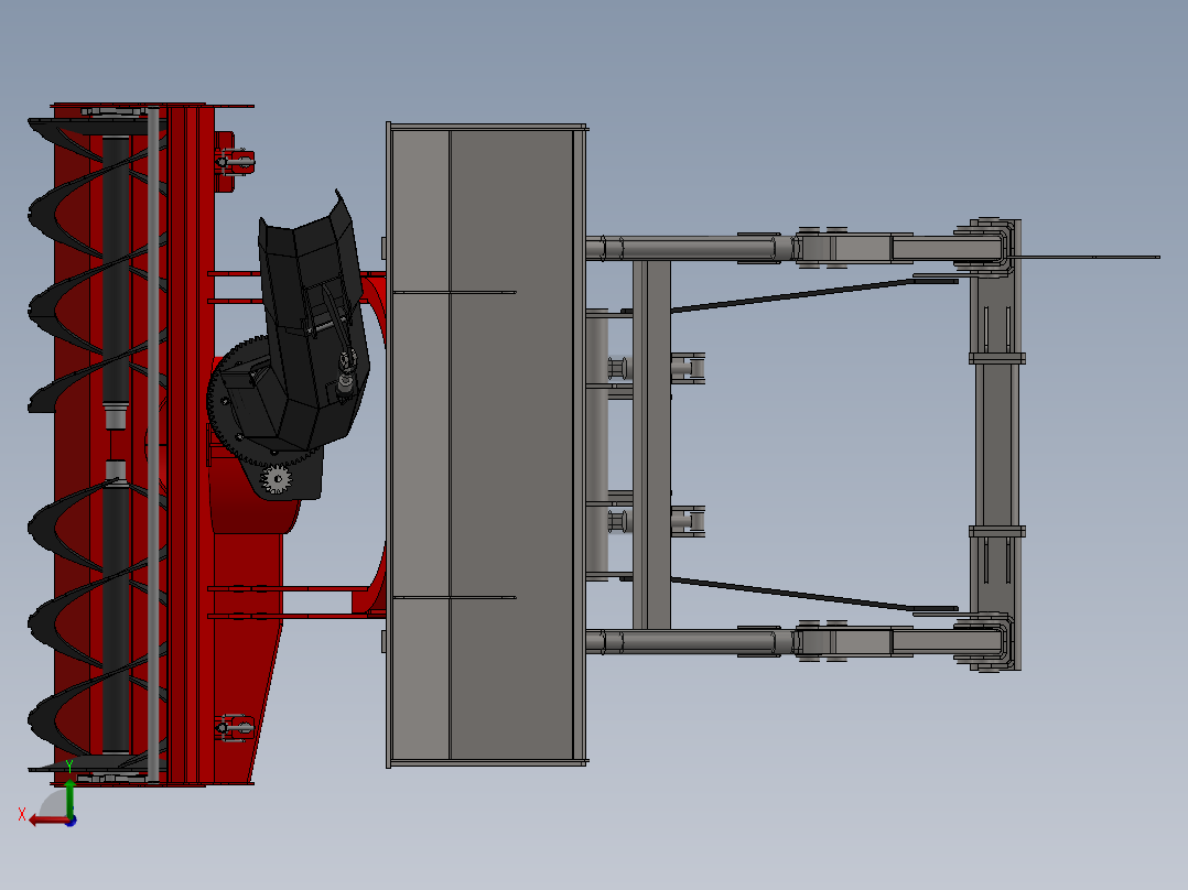 旋转式除雪机装载机构后视图