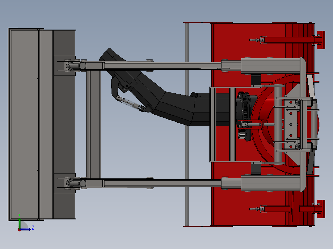 旋转式除雪机装载机构左视图