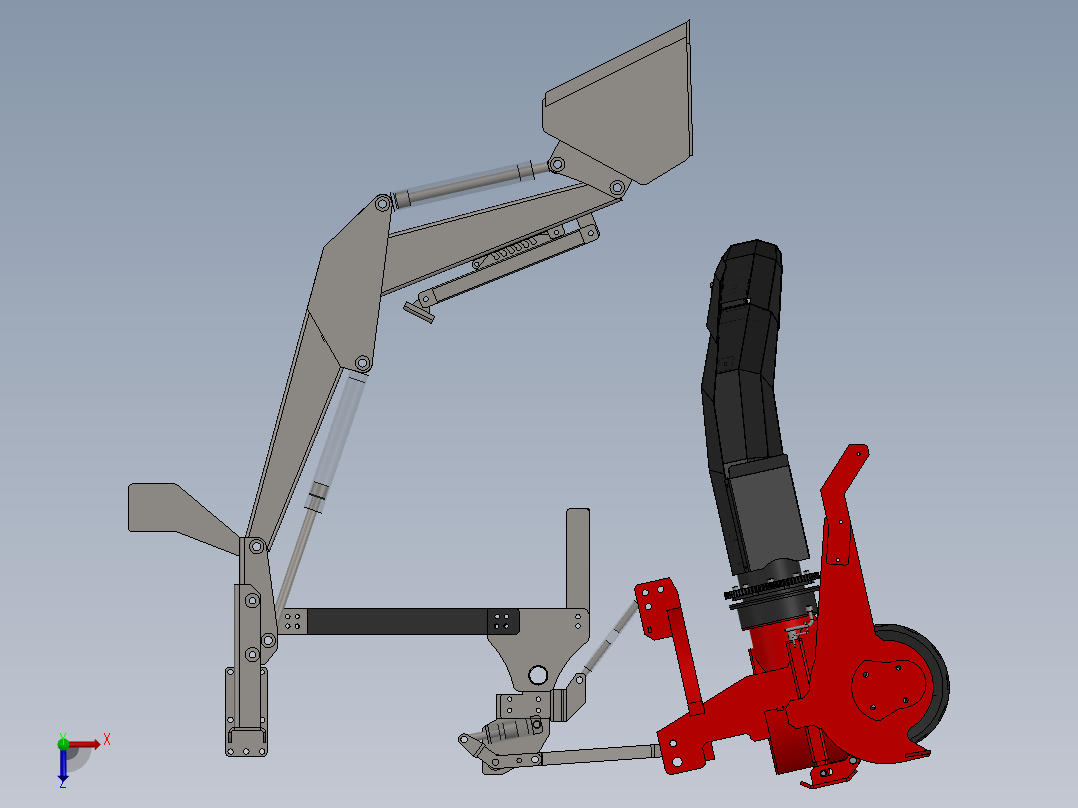 旋转式除雪机装载机构俯视图