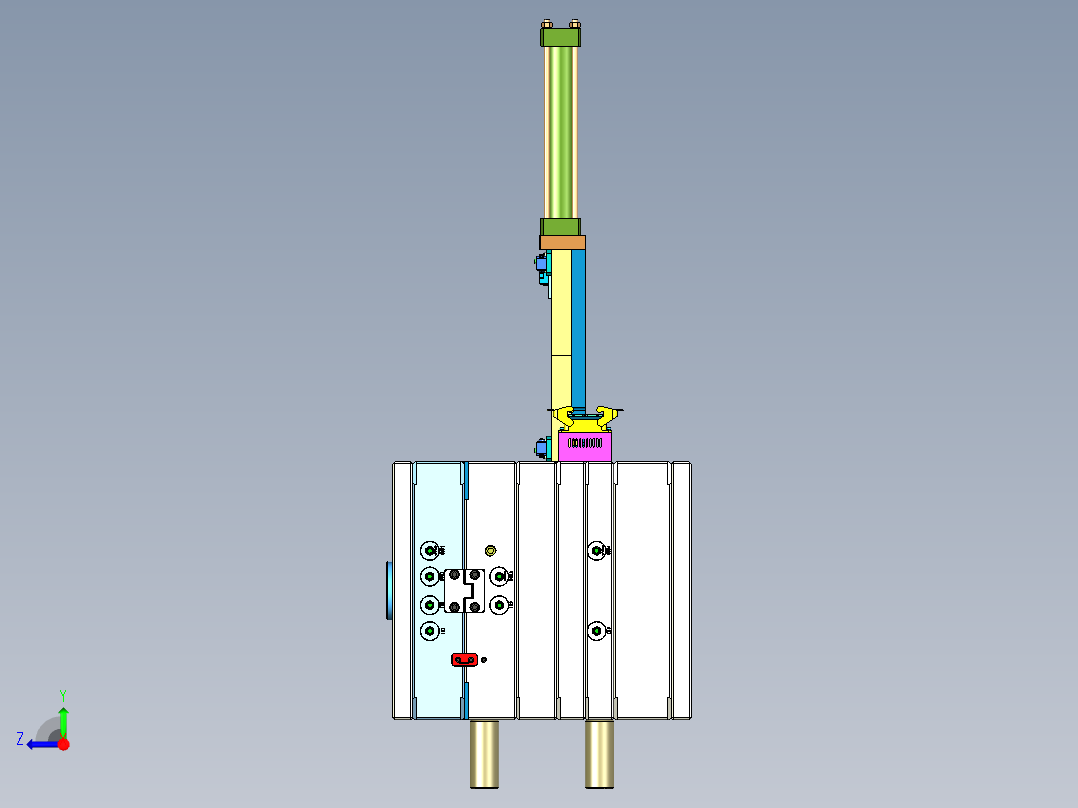 油缸带动齿条脱内螺纹模具右视图