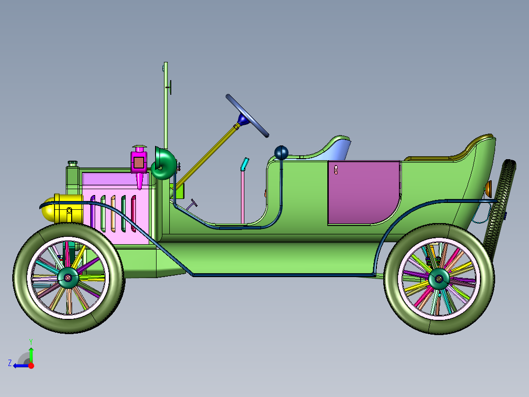 百年老车福特敞篷跑车右视图