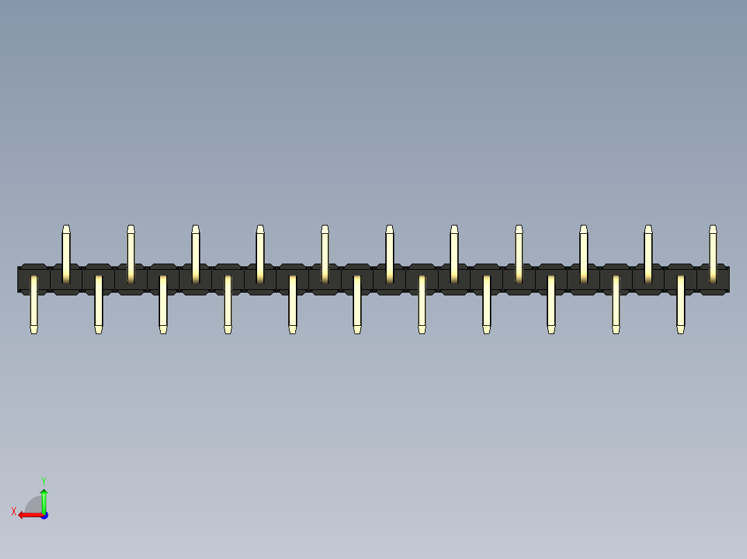 彩色公排针 100mil 2.54mm 系列-DS1022_black_22p_100mil_Type_SMT_R1_rev1.0后视图