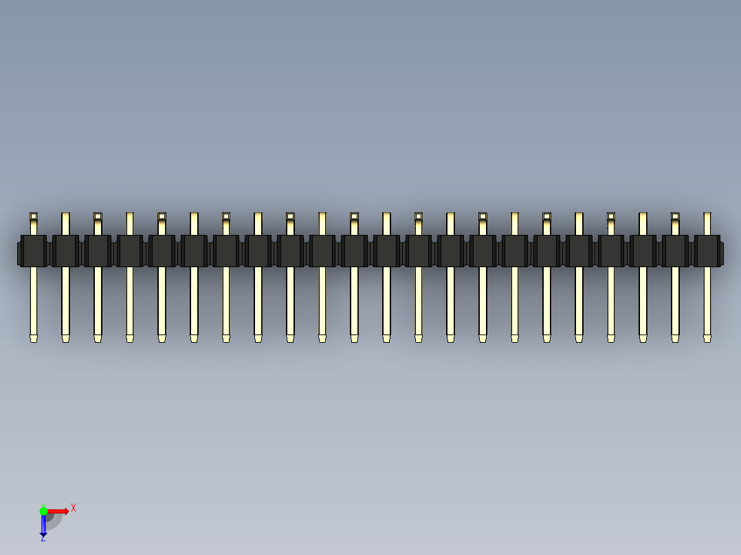 彩色公排针 100mil 2.54mm 系列-DS1022_black_22p_100mil_Type_SMT_R1_rev1.0俯视图