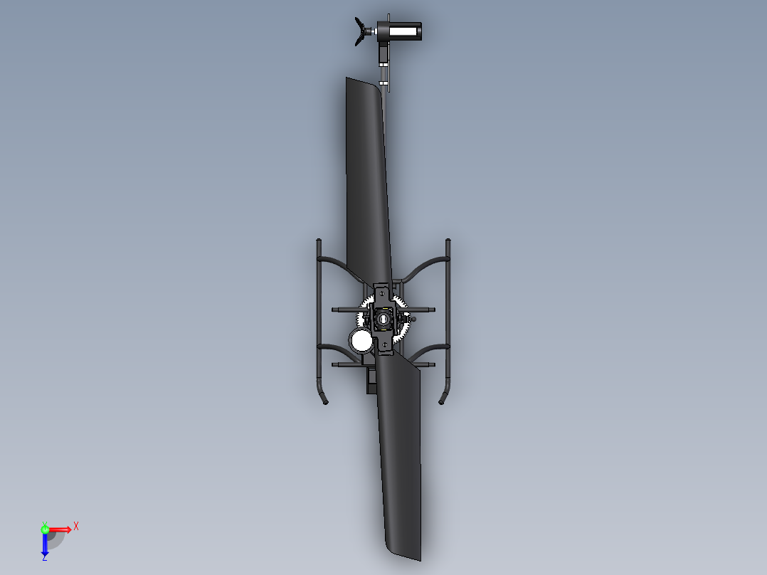 简易RC遥控飞机模型框架3D图纸 Solidworks设计俯视图