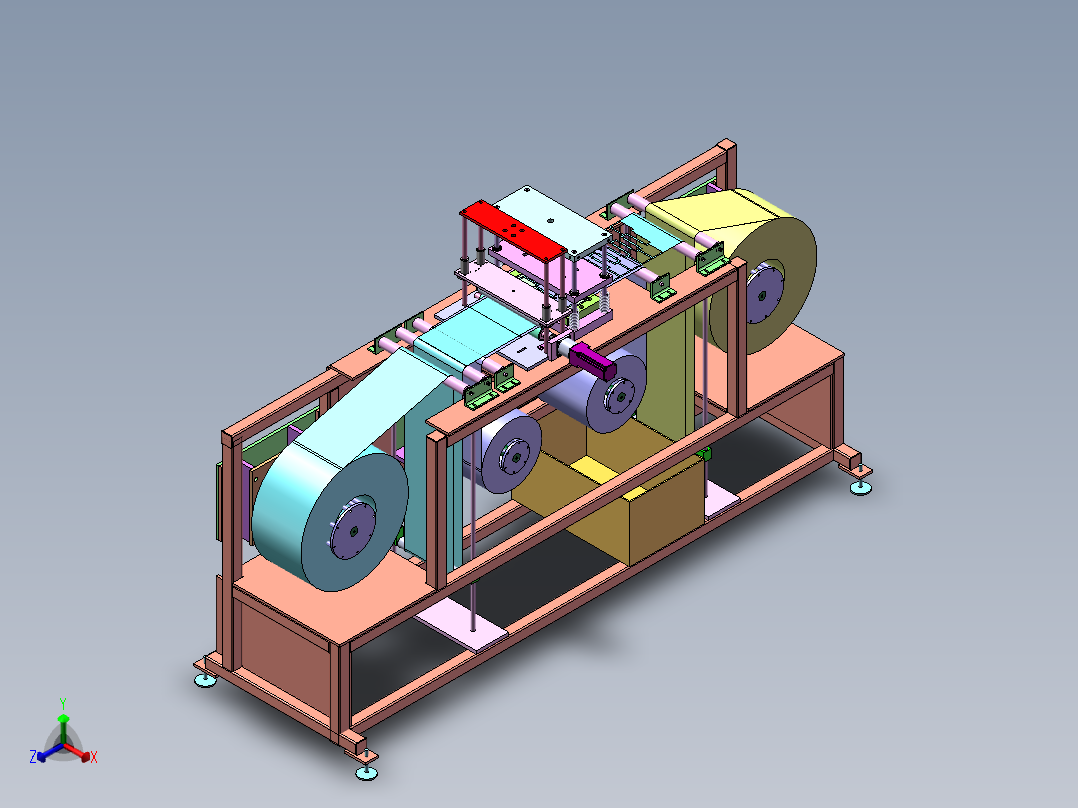 纸板冲裁机sw18可编辑正等轴测图