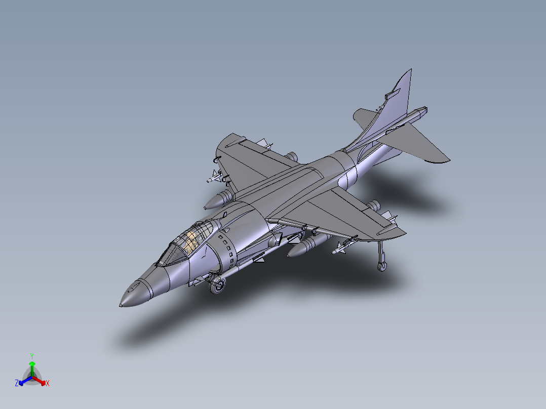 T-Harrier教练机战斗机模型3D图纸 Solidworks设计正等轴测图