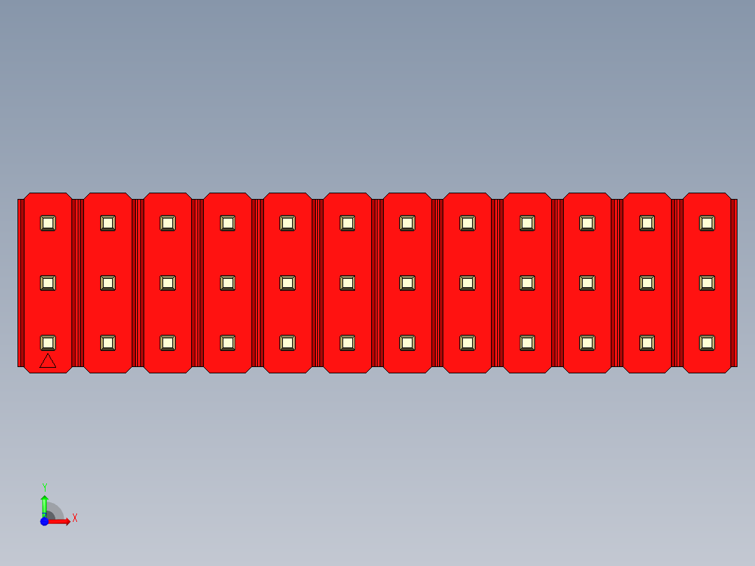 彩色公头100mil（2.54mm）系列-DS1021_red_3x12p_100mil_Type19_rev1.0前视图
