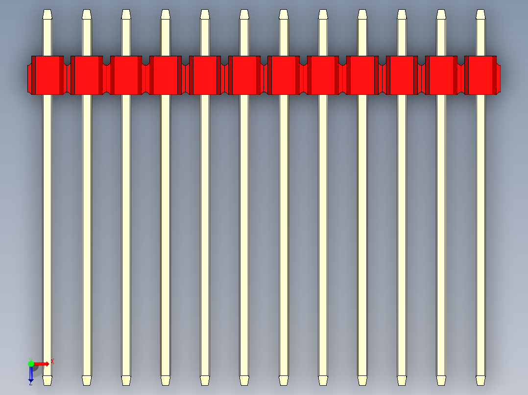 彩色公头100mil（2.54mm）系列-DS1021_red_3x12p_100mil_Type19_rev1.0俯视图