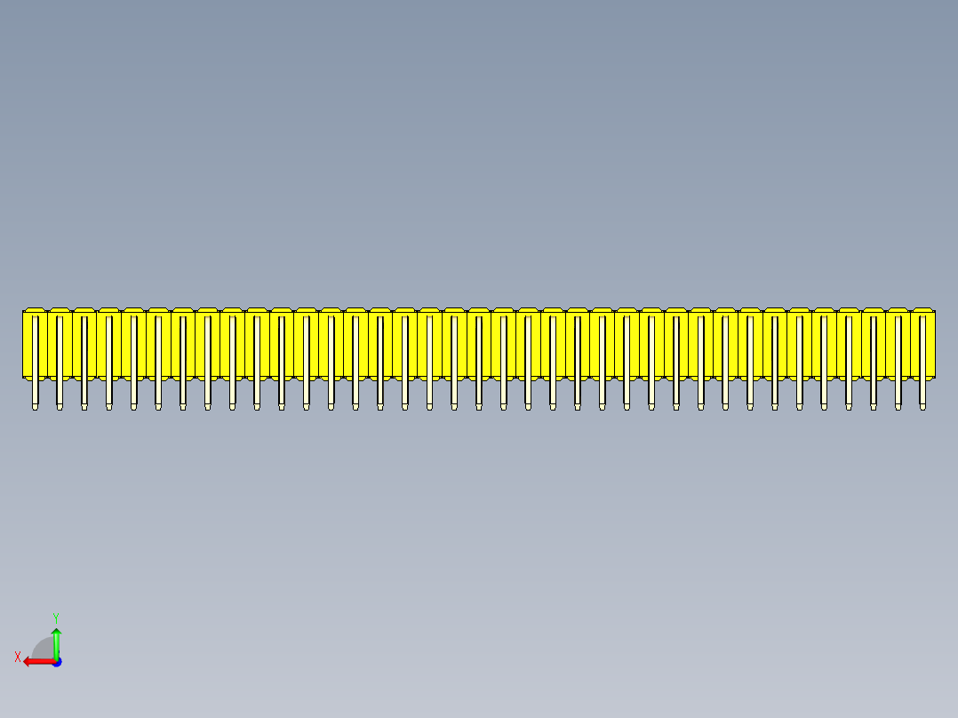 彩色公排针 100mil 2.54mm 系列-DS1022_yellow_3x37p_100mil_TypeD_rev1.0后视图