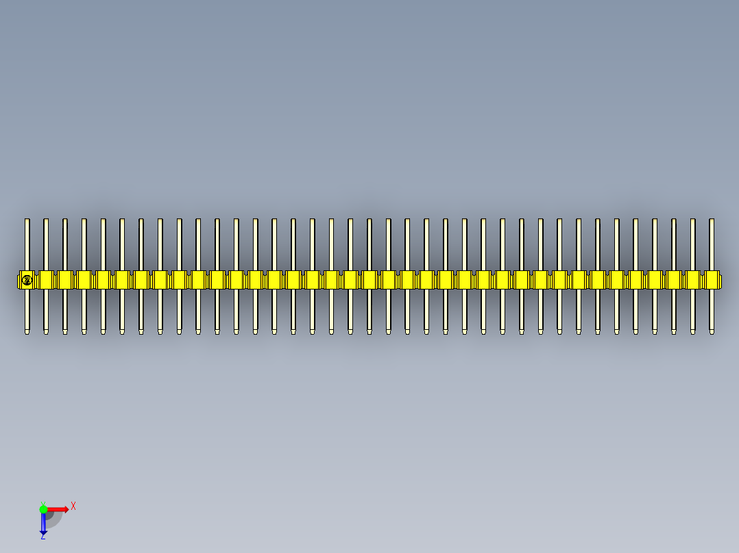 彩色公排针 100mil 2.54mm 系列-DS1022_yellow_3x37p_100mil_TypeD_rev1.0俯视图