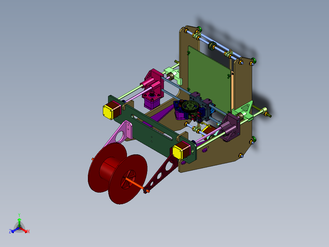 尼龙PEEK碳纤维静音3D打印机正等轴测图
