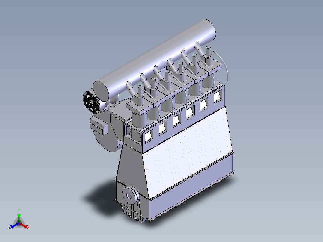 6R-Fks96C柴油机正等轴测图