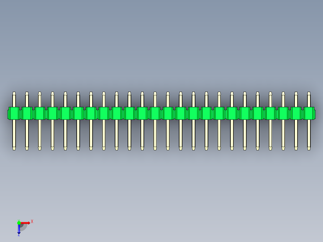 彩色公头100mil（2.54mm）系列-DS1021_green_1x24p_100mil_Type1_rev1.0俯视图