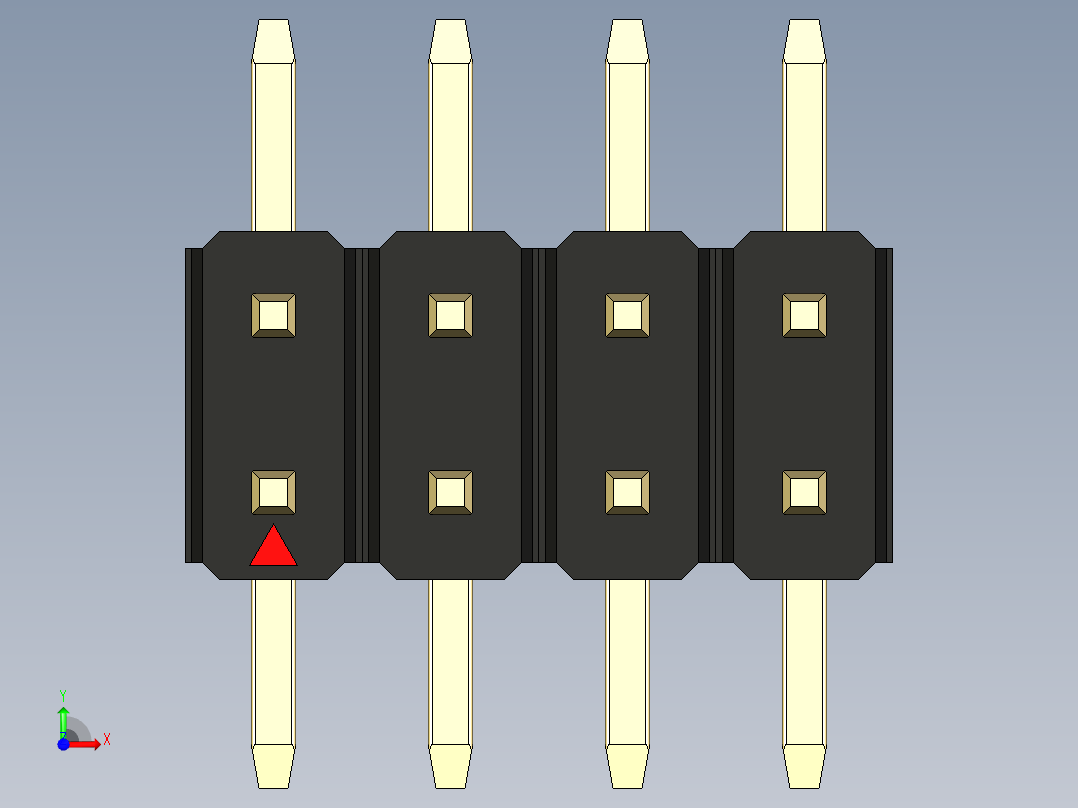 彩色公排针 100mil 2.54mm 系列-DS1022_black_08p_100mil_TypeSMT_rev1.0前视图