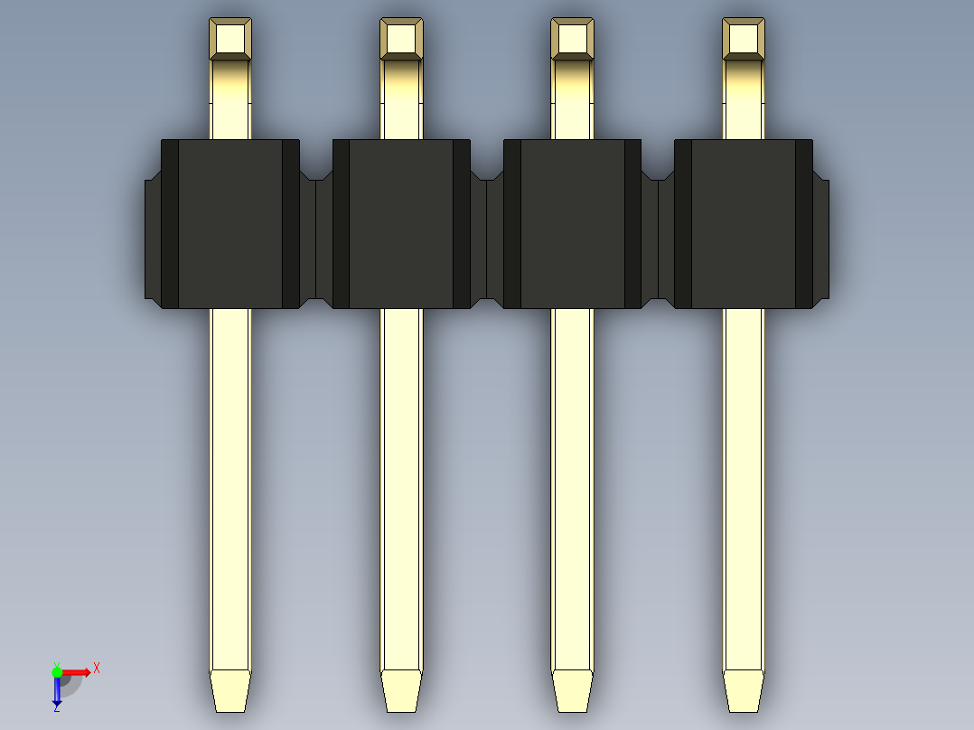 彩色公排针 100mil 2.54mm 系列-DS1022_black_08p_100mil_TypeSMT_rev1.0俯视图