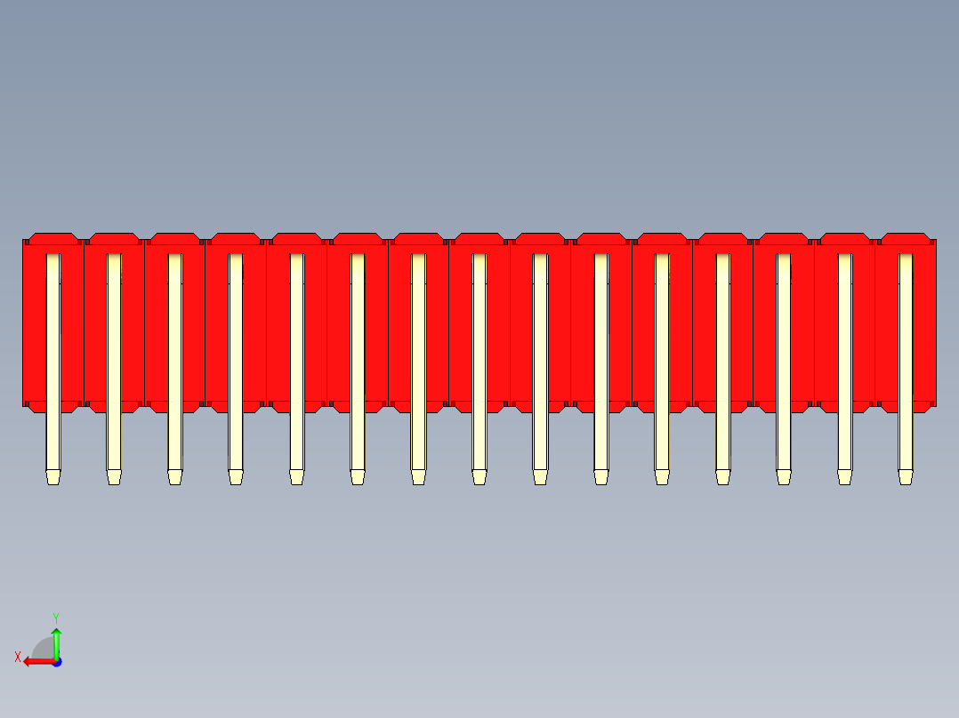 彩色公排针 100mil 2.54mm 系列-DS1022_red_3x15p_100mil_TypeD_rev1.0后视图
