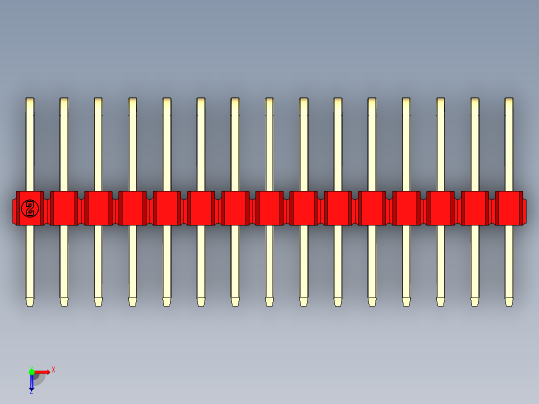 彩色公排针 100mil 2.54mm 系列-DS1022_red_3x15p_100mil_TypeD_rev1.0俯视图