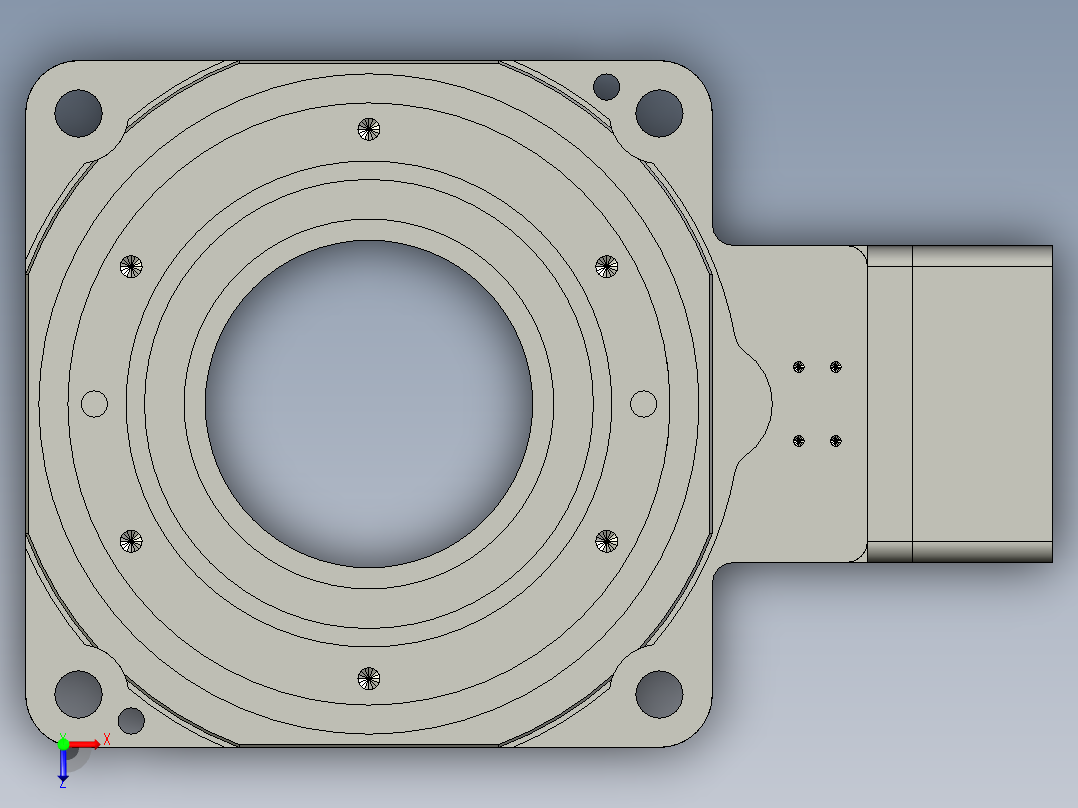 中空旋转平台KFN130-L2-L-30模型(14-30 50-3 4-4 - 俯视图