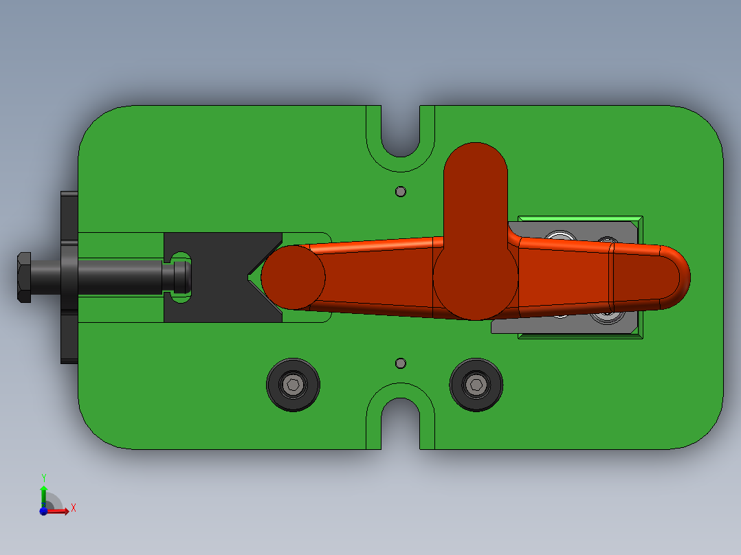 铣床等臂杠杆加工工艺及铣φ40上端面和宽30mm平台夹具设计【含三维SolidWorks】【原创设计】前视图