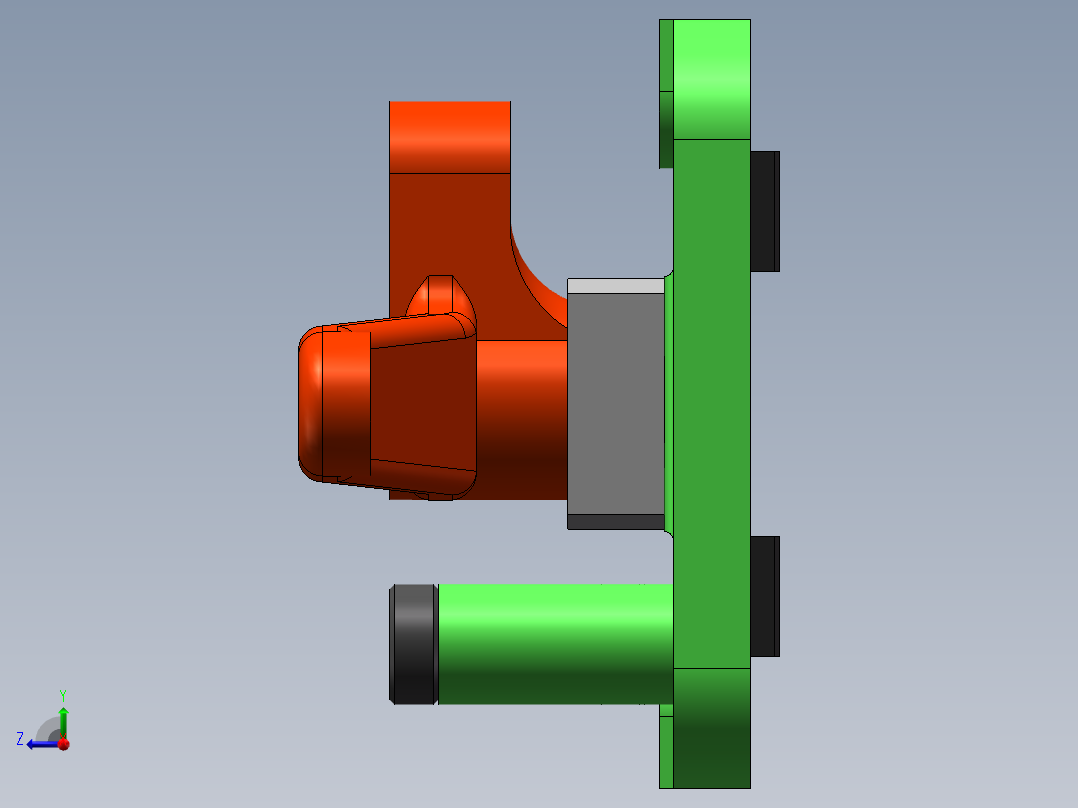 铣床等臂杠杆加工工艺及铣φ40上端面和宽30mm平台夹具设计【含三维SolidWorks】【原创设计】右视图