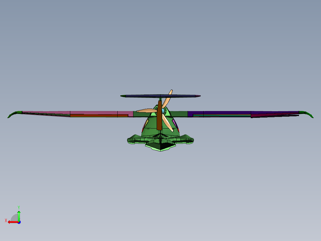 两栖光运动飞机设计后视图