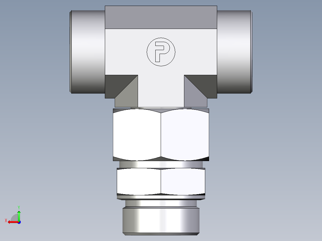 卡套式工业通用硬管接头EO_Assembled_adjustable_standpipe_branch_tee_EVT38SMOMD71后视图