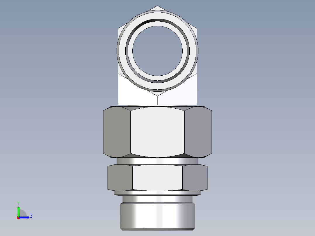 卡套式工业通用硬管接头EO_Assembled_adjustable_standpipe_branch_tee_EVT38SMOMD71左视图