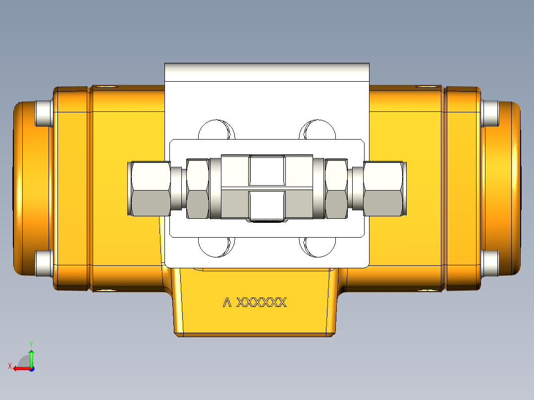 2通球阀，Parker B系列，带EL-O-Matic气动执行器、弹簧复位后视图