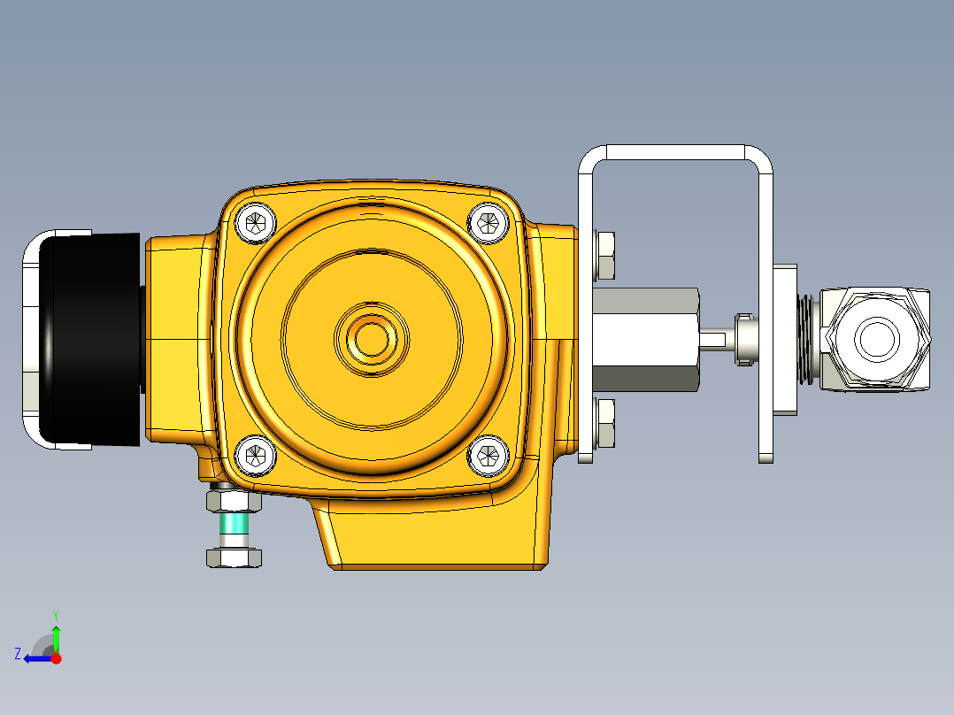 2通球阀，Parker B系列，带EL-O-Matic气动执行器、弹簧复位右视图
