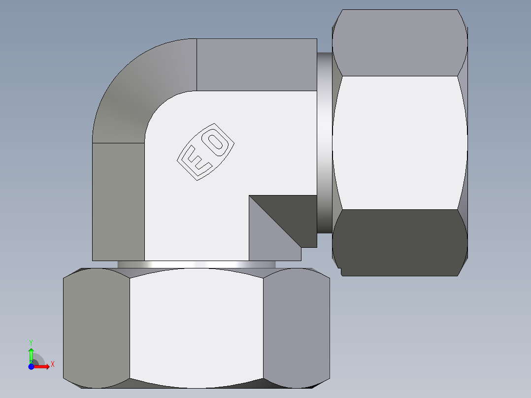卡套式工业通用硬管接头EO_Swivel_nut_elbow_EW25ZS71前视图
