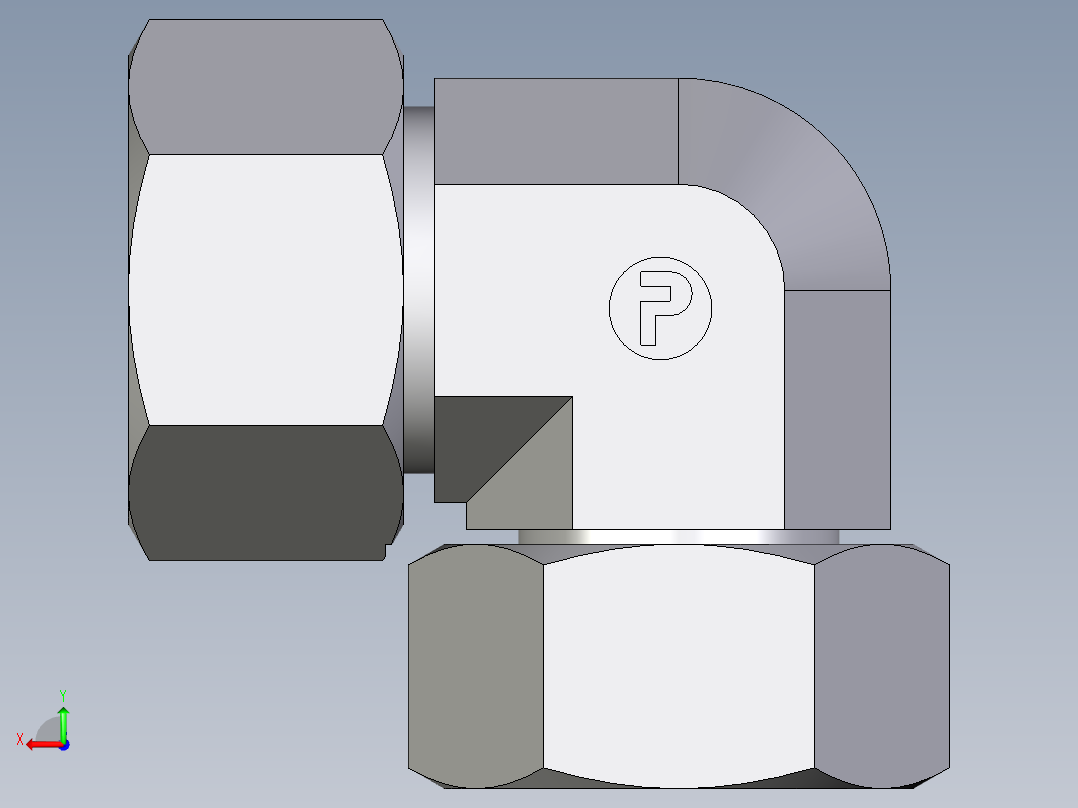 卡套式工业通用硬管接头EO_Swivel_nut_elbow_EW25ZS71后视图