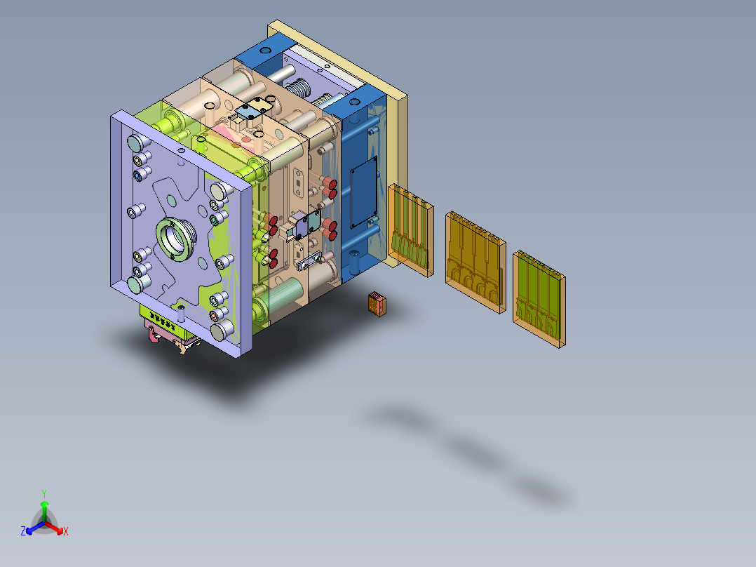 拖把座壳体（斜顶进胶+精定位）正等轴测图