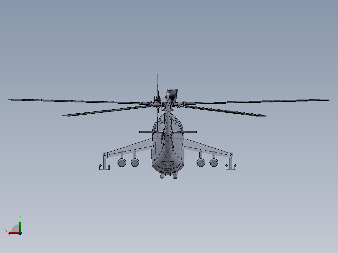 直升飞机 飞机模型设计 (71)后视图