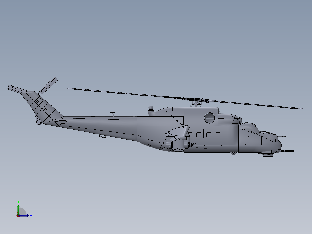 直升飞机 飞机模型设计 (71)左视图