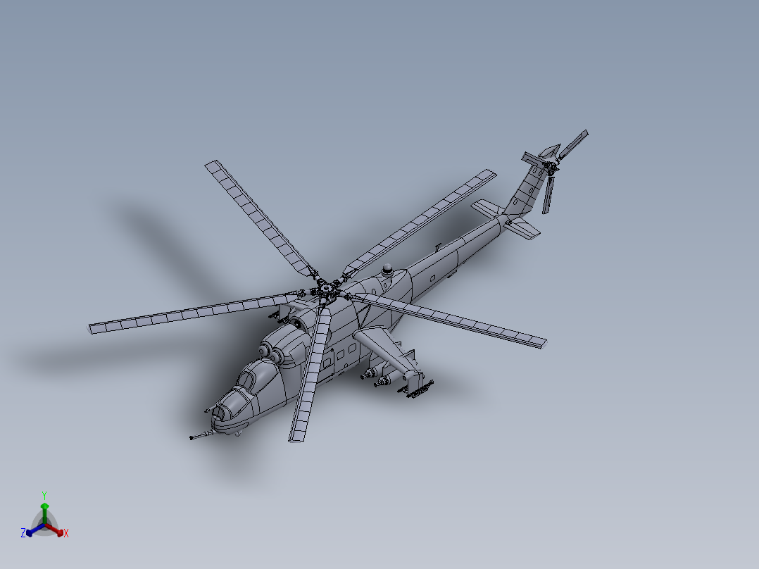 直升飞机 飞机模型设计 (71)正等轴测图