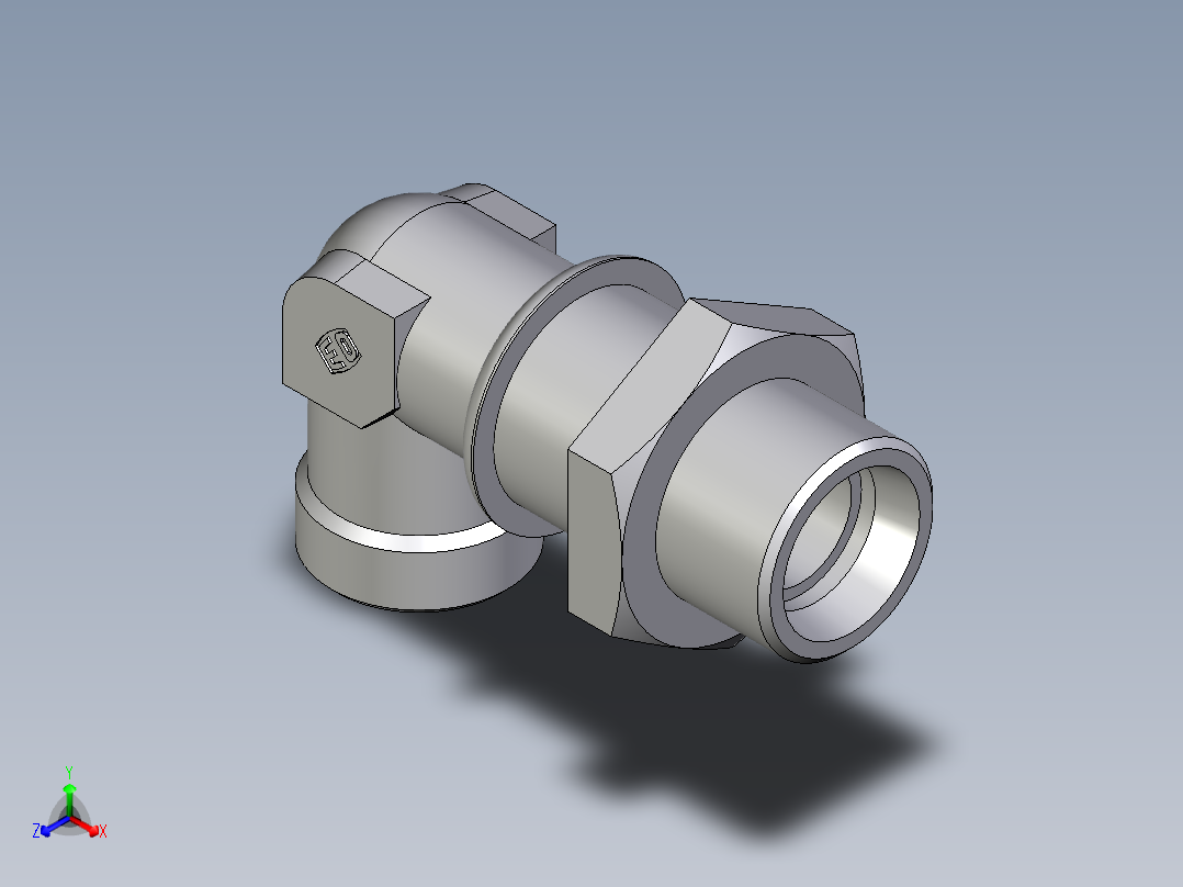 卡套式工业通用硬管接头EO_Bulkhead_elbow_WSV18LOMD71正等轴测图