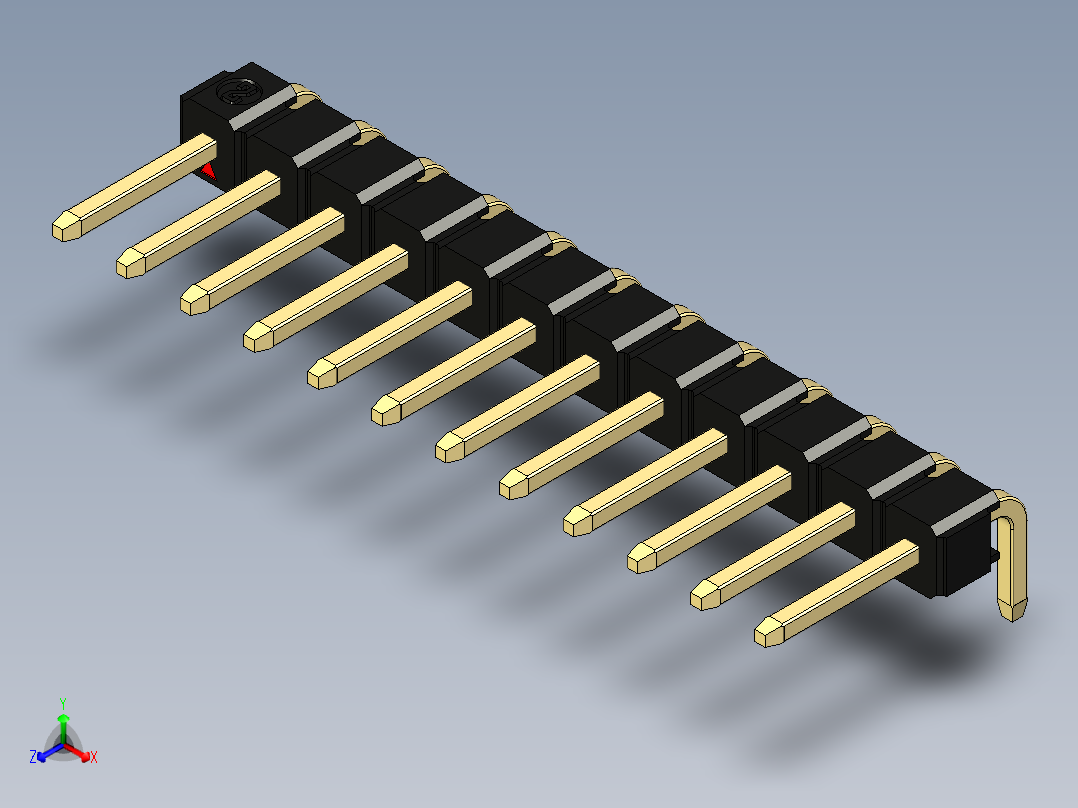 彩色公排针 100mil 2.54mm 系列-DS1022_black_1x12p_100mil_TypeD_rev1.0