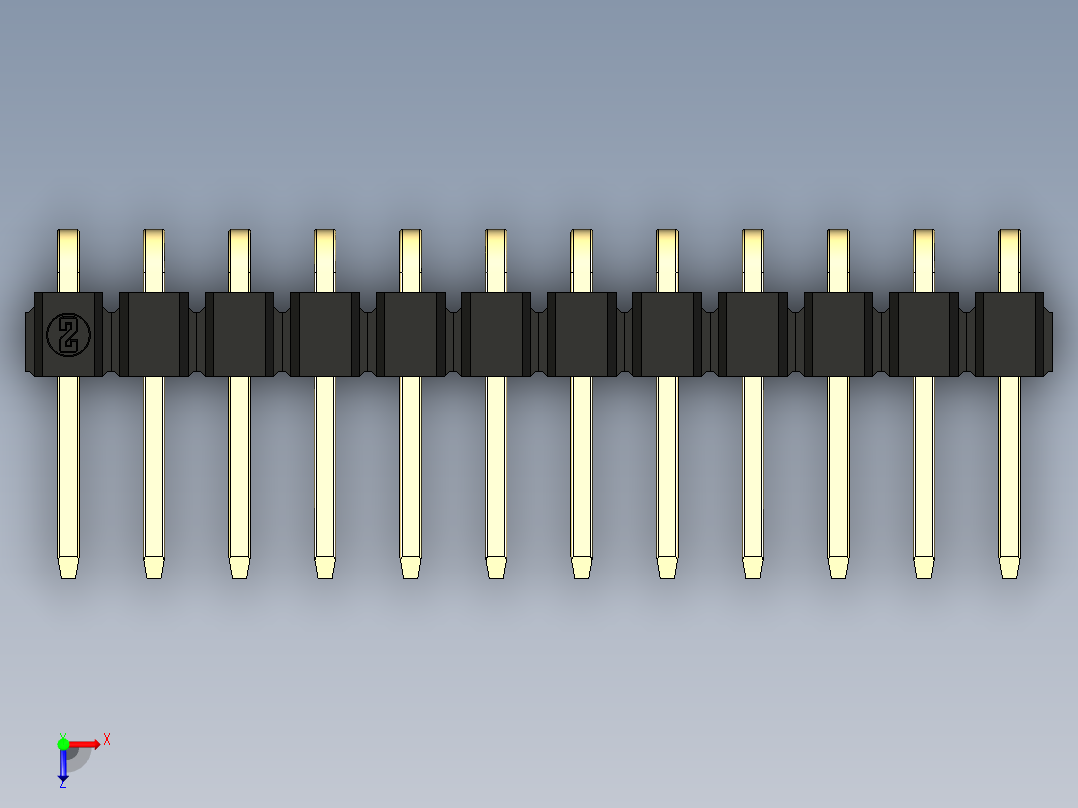 彩色公排针 100mil 2.54mm 系列-DS1022_black_1x12p_100mil_TypeD_rev1.0俯视图