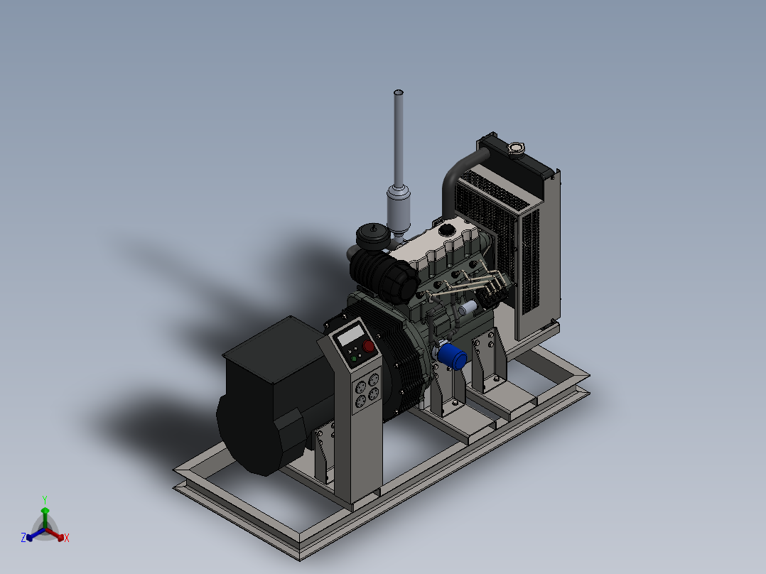 30Kw柴油发电机外形<span style='color: red'>3D</span>图纸 Solidworks设计 附STEP
