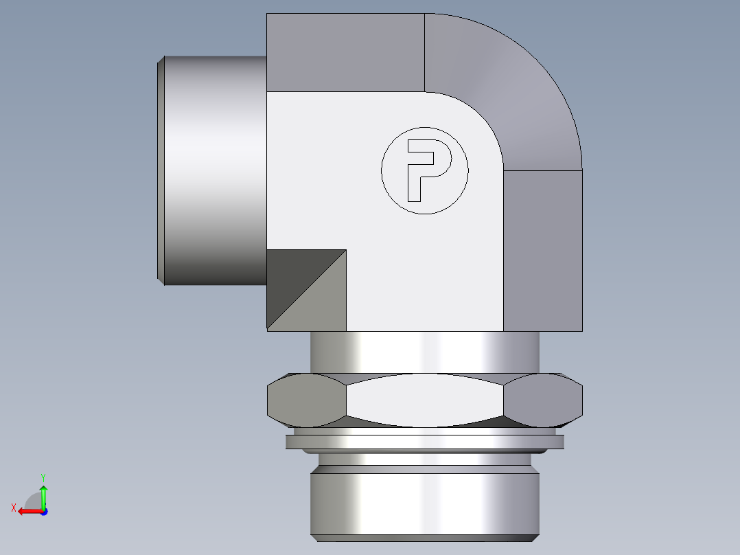 卡套式工业通用硬管接头EO_Adjustable_Locknut_elbow_WEE30SMOMDCF后视图