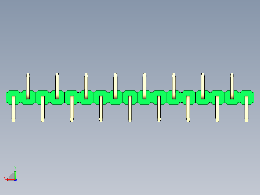 彩色公排针 100mil 2.54mm 系列-DS1022_green_17p_100mil_Type_SMT_R2_rev1.0后视图