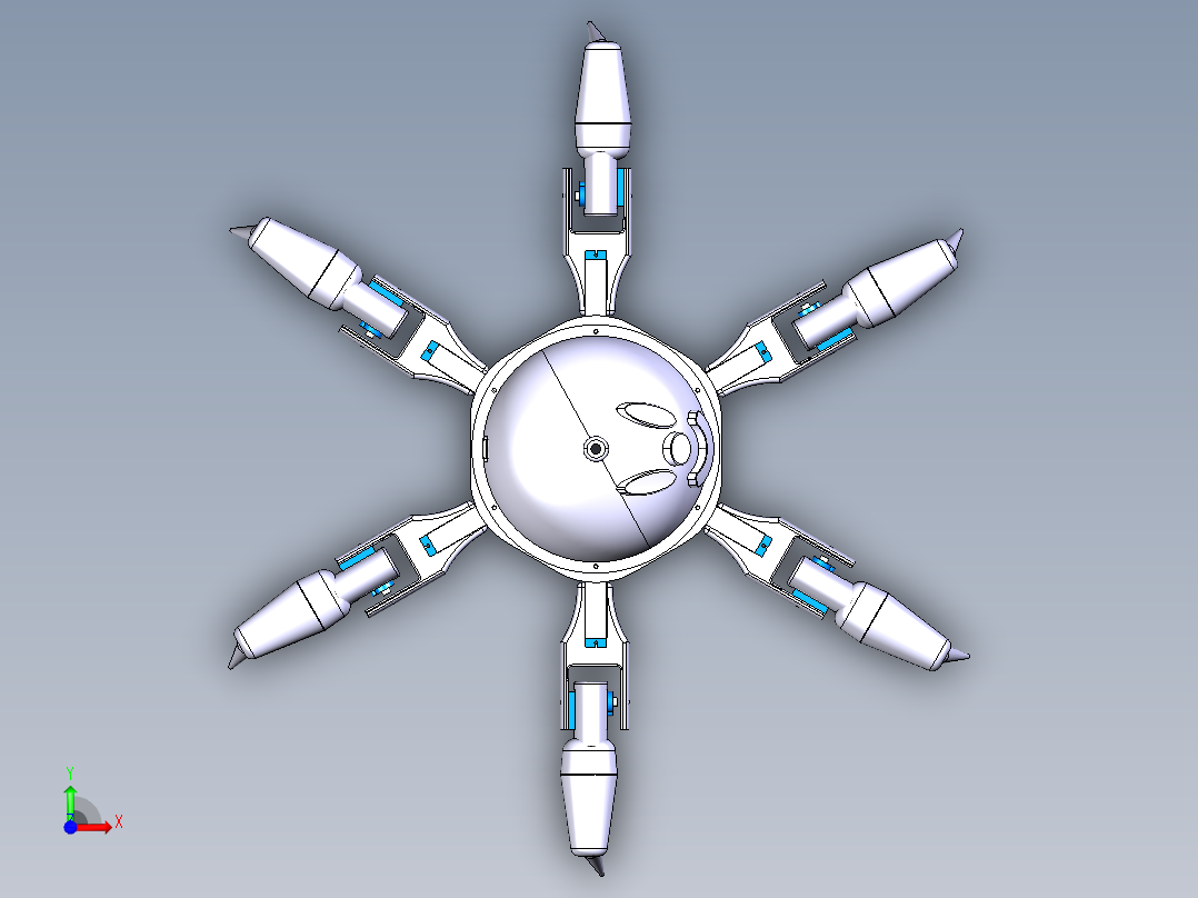 六足机器人CATIA模型前视图