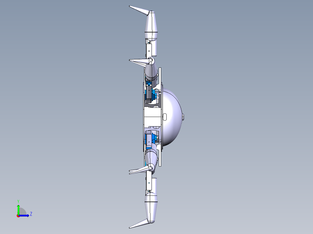 六足机器人CATIA模型左视图
