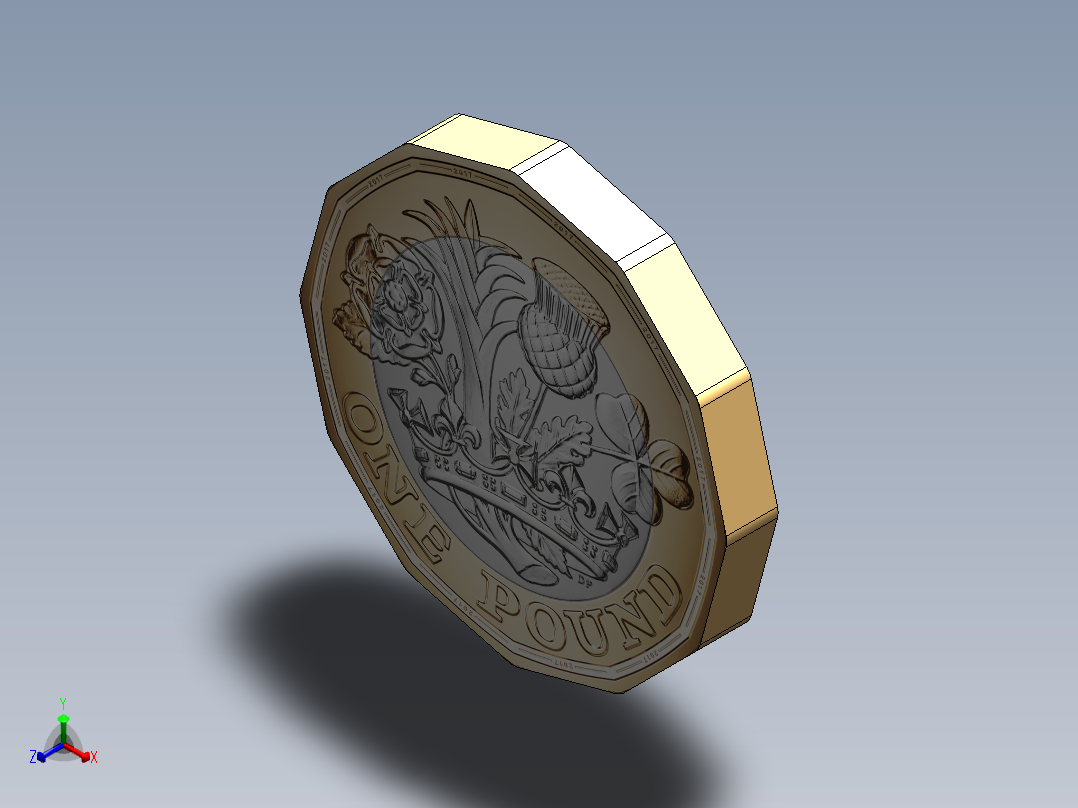 英镑的硬币正等轴测图